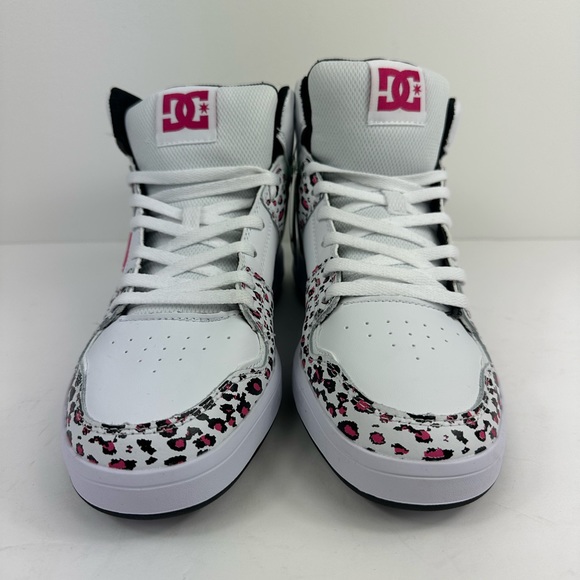 Women’s DC Cure Hi Size 9.5 Skate Leather Sneakers Trainers Pink Leopard - Picture 2 of 9